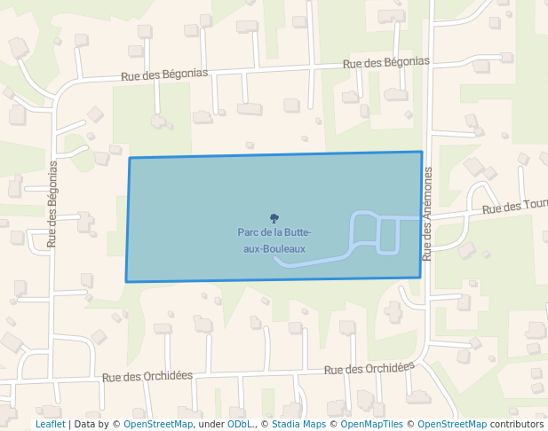 walking in Parc de la Butte-aux-Bouleaux map in Sherbrooke