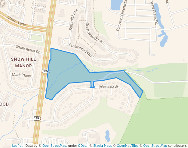 walking in Snow Hill Manor Park map in Laurel