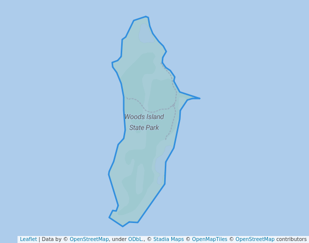 walking in Woods Island State Park map in Saint Albans Town