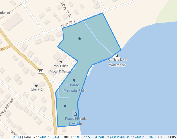 walking in Tweed Memorial Park map in Tweed