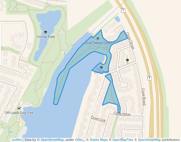 walking in Cove Park map in Indus