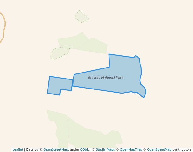 walking in Beninbi National Park map in Mingo