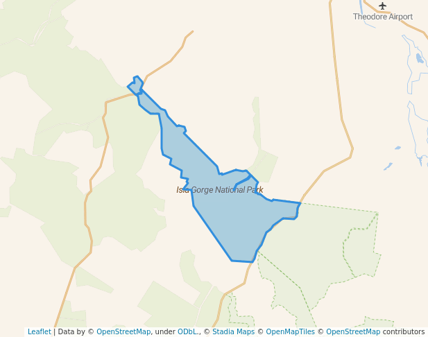 walking in Isla Gorge National Park map in Isla