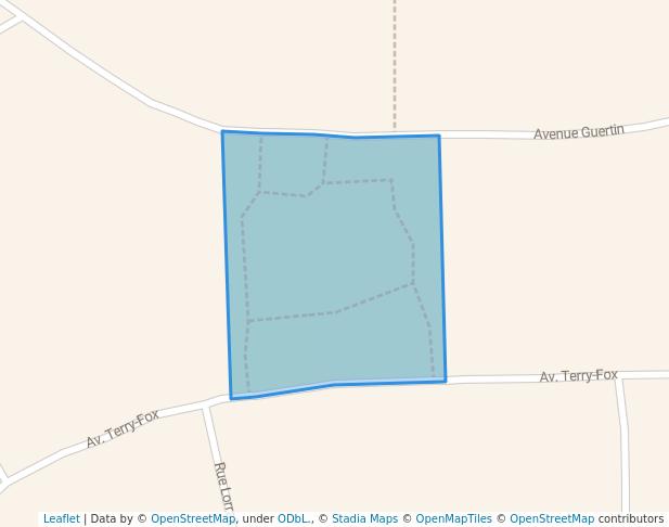 walking in Parc Terry Fox map in Rouyn-Noranda