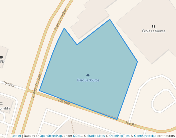 walking in Parc La Source map in Rouyn-Noranda