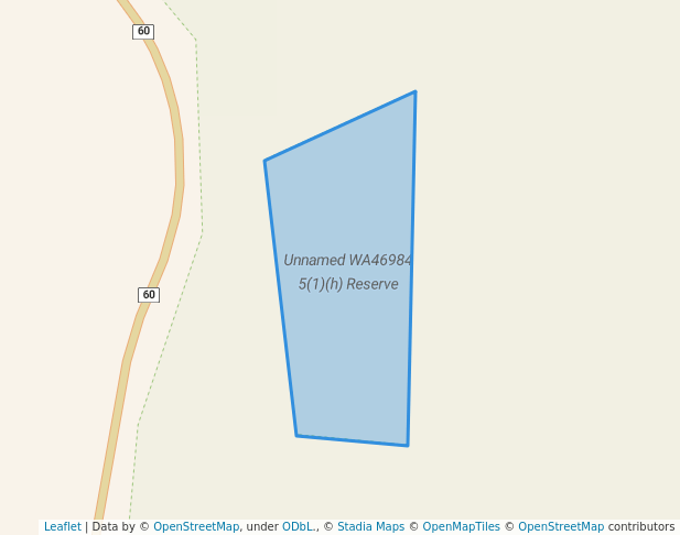 walking in Unnamed WA46984 5(1)(h) Reserve map in Warradarge