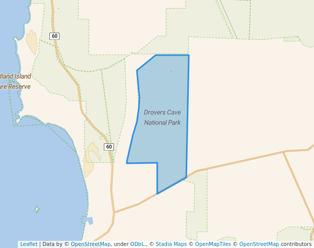 walking in Drovers Cave National Park map in Jurien Bay