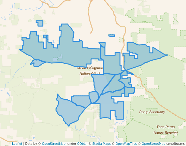 walking in Greater Kingston National Park map in Yornup