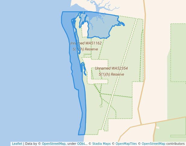 walking in Unnamed WA51162 5(1)(h) Reserve map in Broome