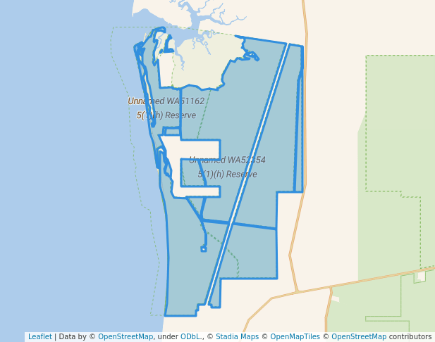 walking in Unnamed WA52354 5(1)(h) Reserve map in Broome