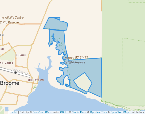 walking in Unnamed WA51497 5(1)(h) Reserve map in Broome