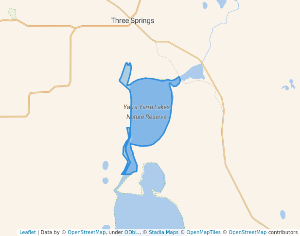 walking in Yarra Yarra Lakes Nature Reserve map in Carnamah