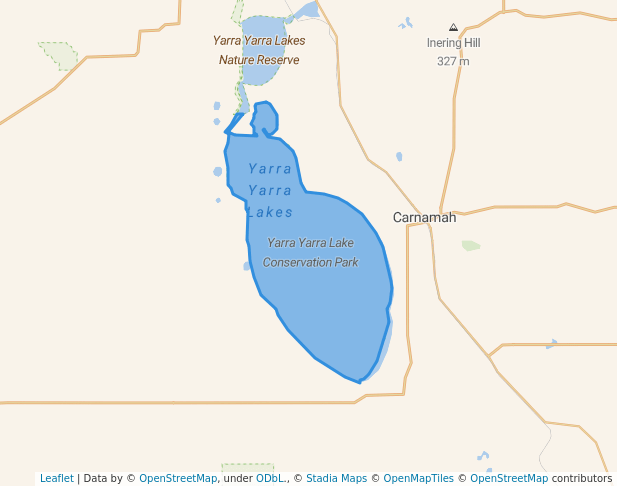 walking in Yarra Yarra Lake Conservation Park map in Carnamah