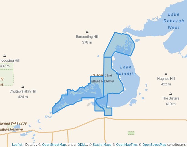 walking in Baladjie Lake Nature Reserve map in Carrabin