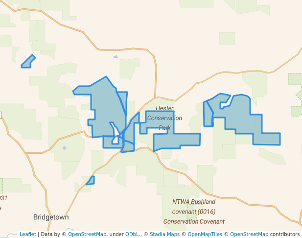 walking in Hester Conservation Park map in Hester