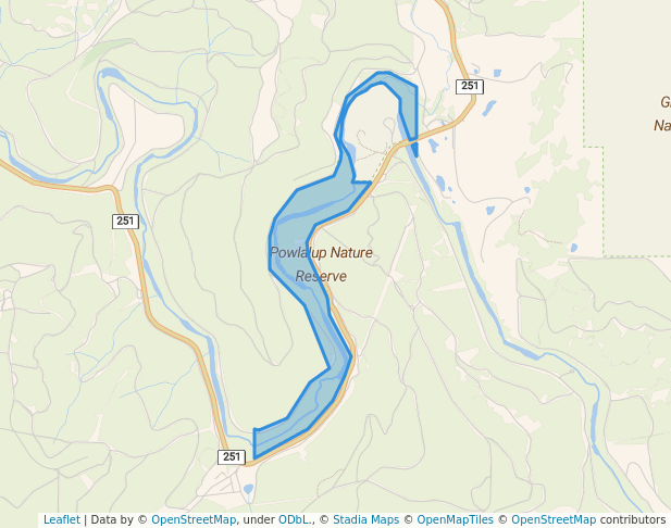 walking in Powlalup Nature Reserve map in Grimwade