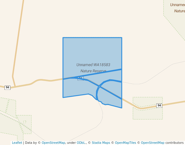 walking in Unnamed WA18583 Nature Reserve map in Carrabin