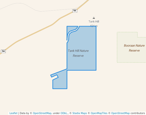 walking in Tank Hill Nature Reserve map in Burracoppin