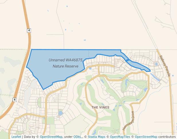 walking in Unnamed WA46875 Nature Reserve map in Aveley