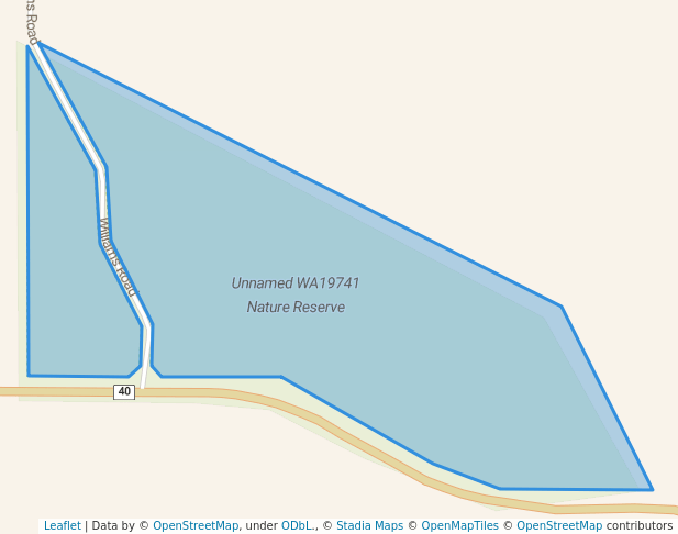 walking in Unnamed WA19741 Nature Reserve map in Kweda