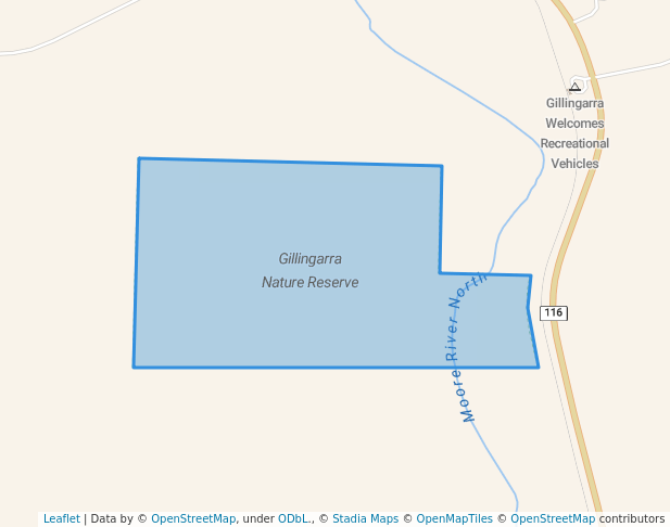 walking in Gillingarra Nature Reserve map in Moora