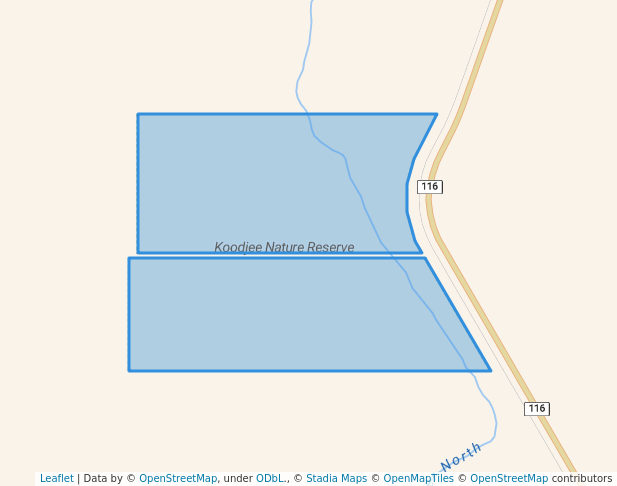 walking in Koodjee Nature Reserve map in Moora
