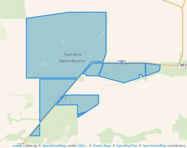 walking in Tarin Rock Nature Reserve map in Tarin Rock