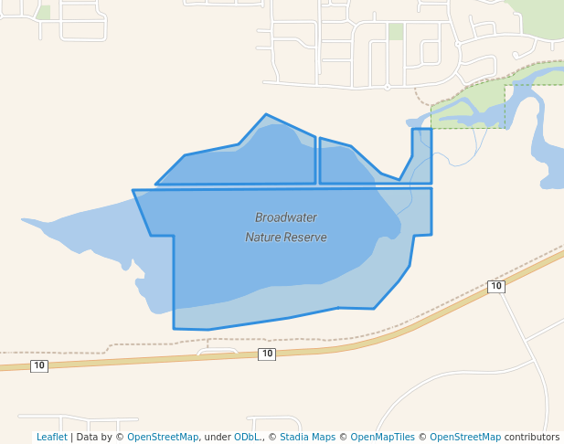 walking in Broadwater Nature Reserve map in Abbey