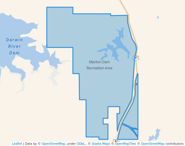 walking in Manton Dam Recreation Area map in Tumbling Waters