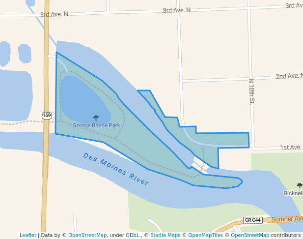 walking in George Beebe Park map in Humboldt