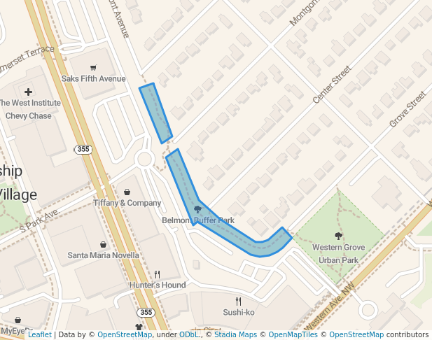 walking in Belmont Buffer Park map in Martin's Additions