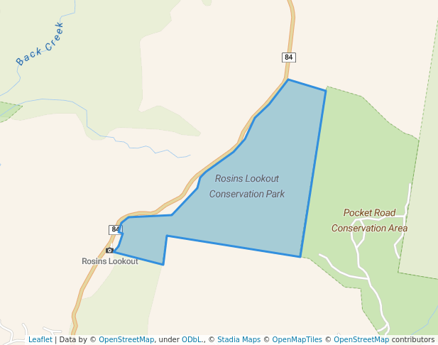 walking in Rosins Lookout Conservation Park map in Gaven