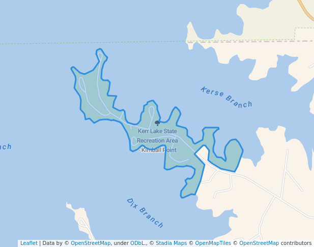 walking in Kerr Lake State Recreation Area - Kimball Point map in Woodworth