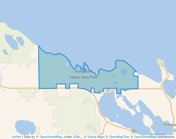 walking in Thompson's Harbor State Park map in Posen