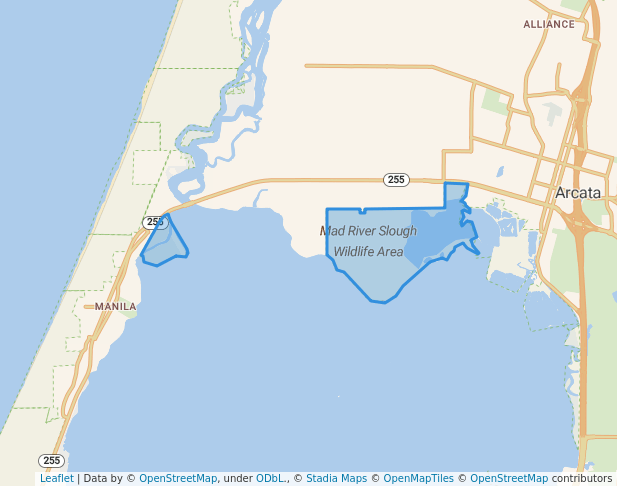walking in Mad River Slough Wildlife Area map in Arcata