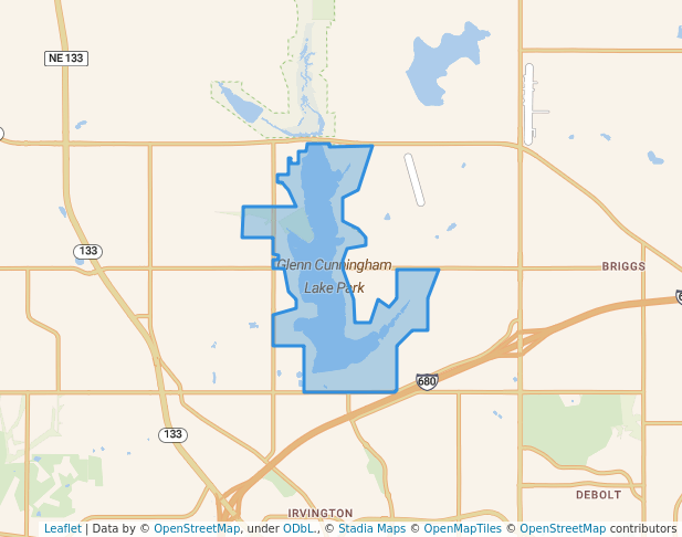 walking in Glenn Cunningham Lake Park map in Omaha
