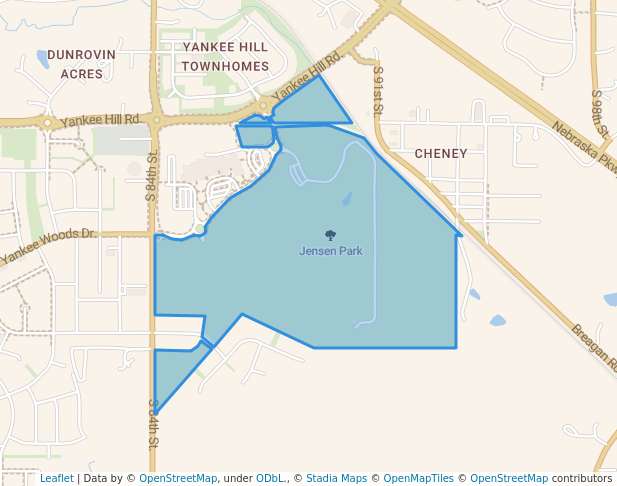 walking in Jensen Park map in Lincoln