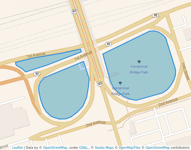walking in Centennial Bridge Park map in Rock Island