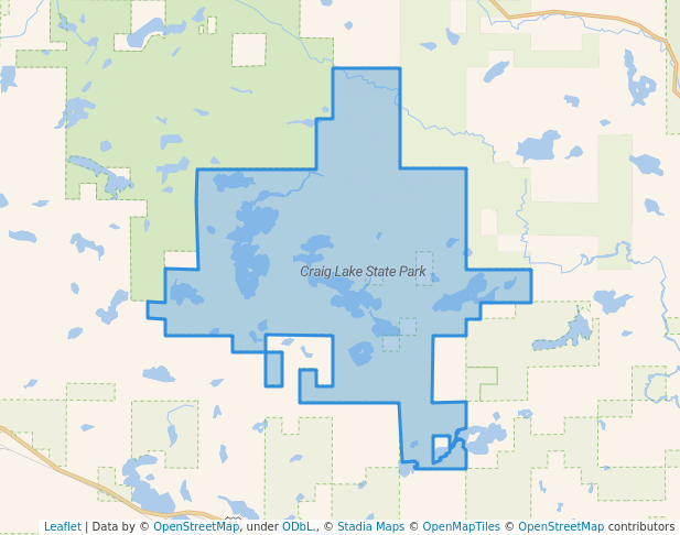 walking in Craig Lake State Park map in Spurr