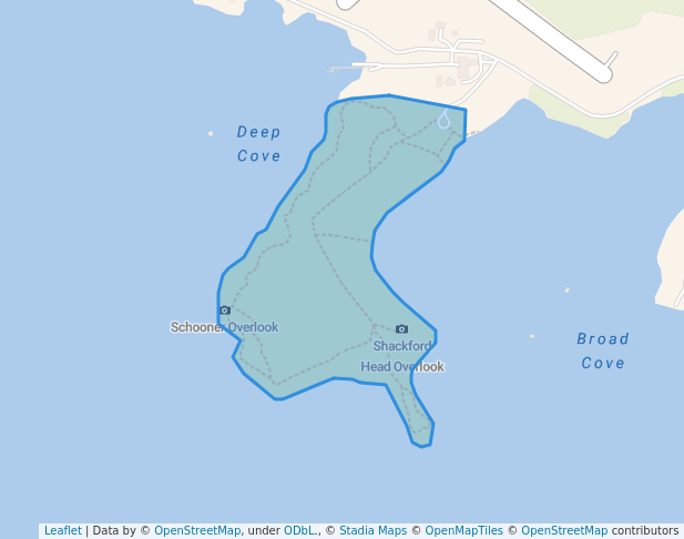 walking in Shackford Head State Park map in Eastport