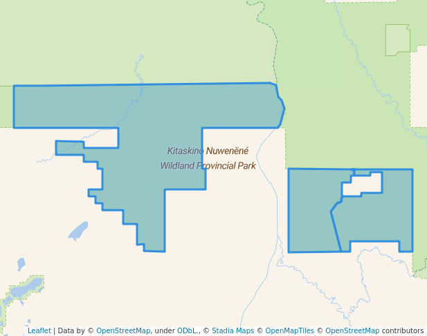walking in Kitaskino Nuwenëné Wildland Provincial Park map in Fort McKay