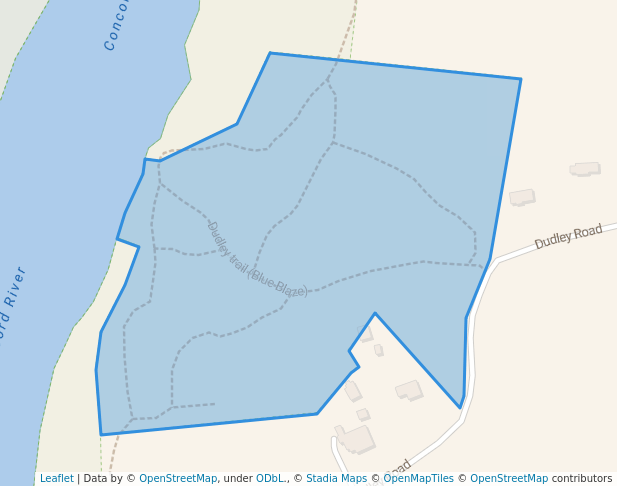 walking in Governor Thomas Dudley State Park map in Billerica