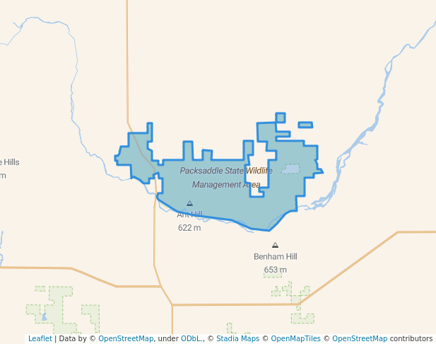 walking in Packsaddle State Wildlife Management Area map in Crawford