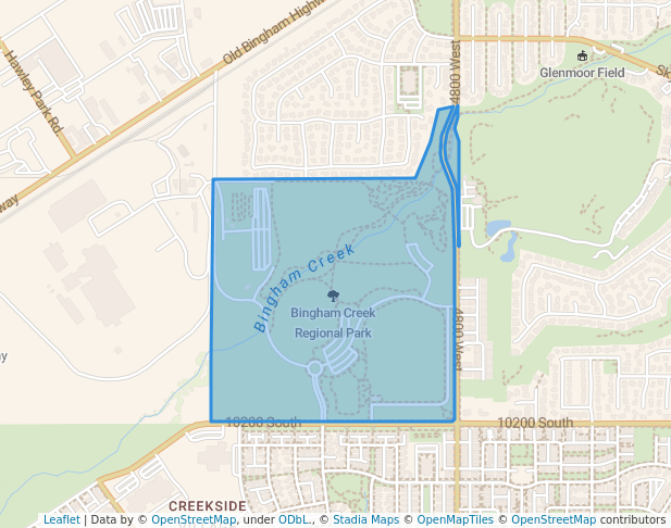walking in Bingham Creek Regional Park map in South Jordan