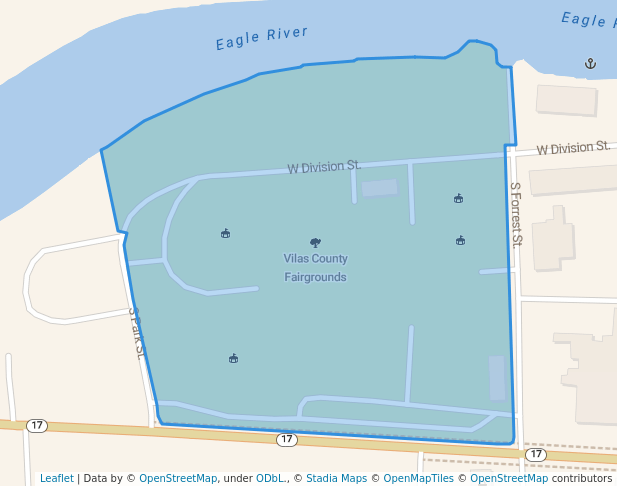 walking in Vilas County Fairgrounds map in Eagle River