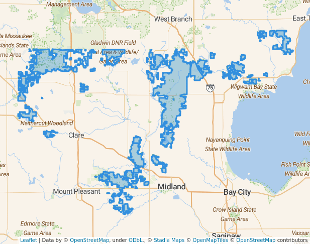 walking in Au Sable State Forest - Gladwin Unit map in Gladwin