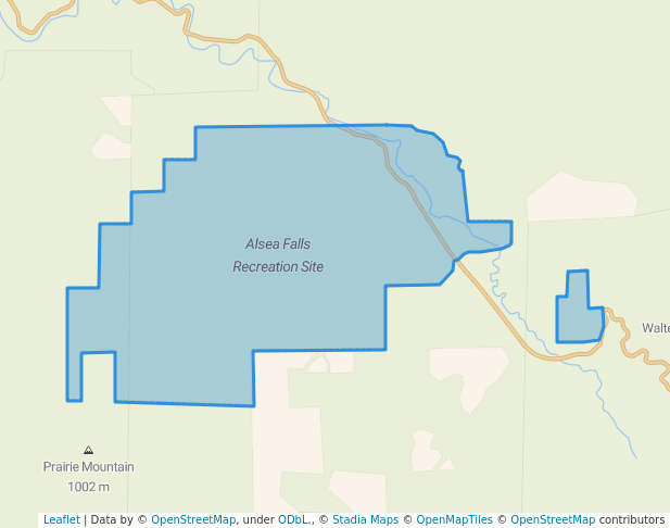 walking in Alsea Falls Recreation Management Area map in Alsea