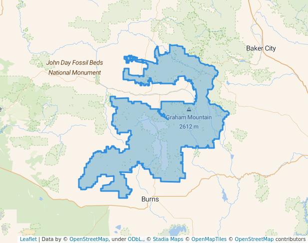 walking in Malheur National Forest map in Seneca