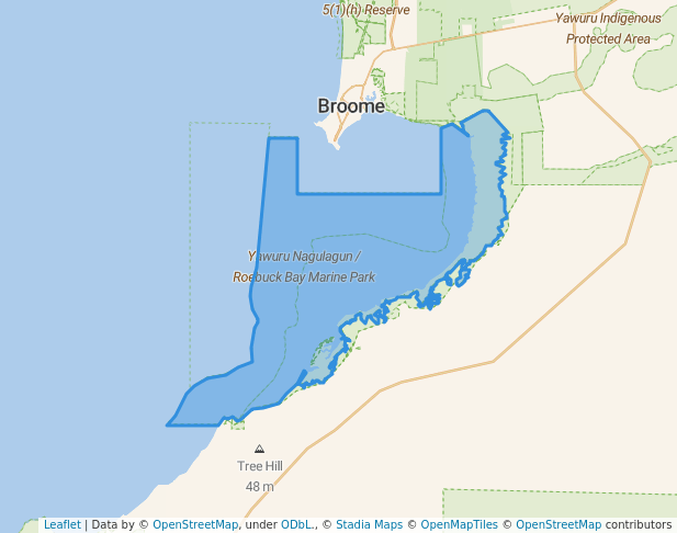 walking in Yawuru Indigenous Protected Area sea country map in Minyirr