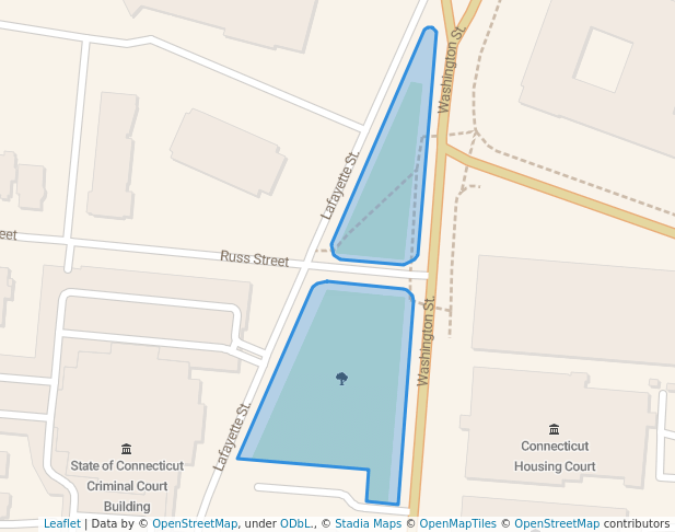 walking in Columbus Green map in Hartford